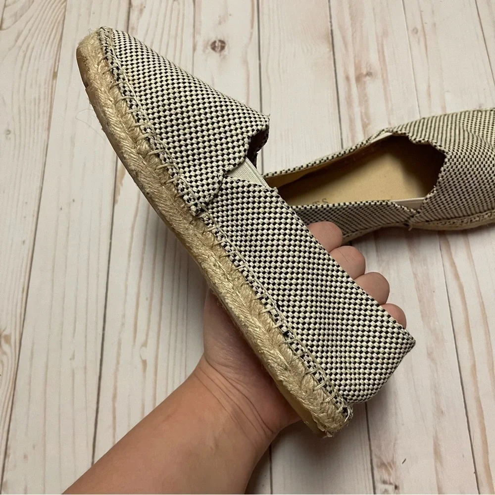 Talbots Izzy Espadrille Two Tone Check Print Slip On Flats Women's Size 6.5